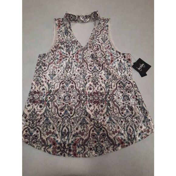By & By XL Velvet Collared Tank Top Paisley - Picture 1 of 6